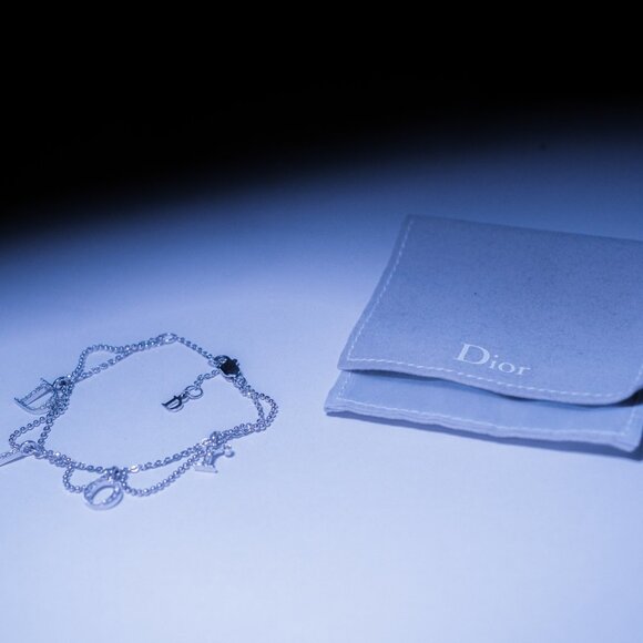Christian Dior Multi Chain Crystal Logo Charm Bracelet - Picture 5 of 7